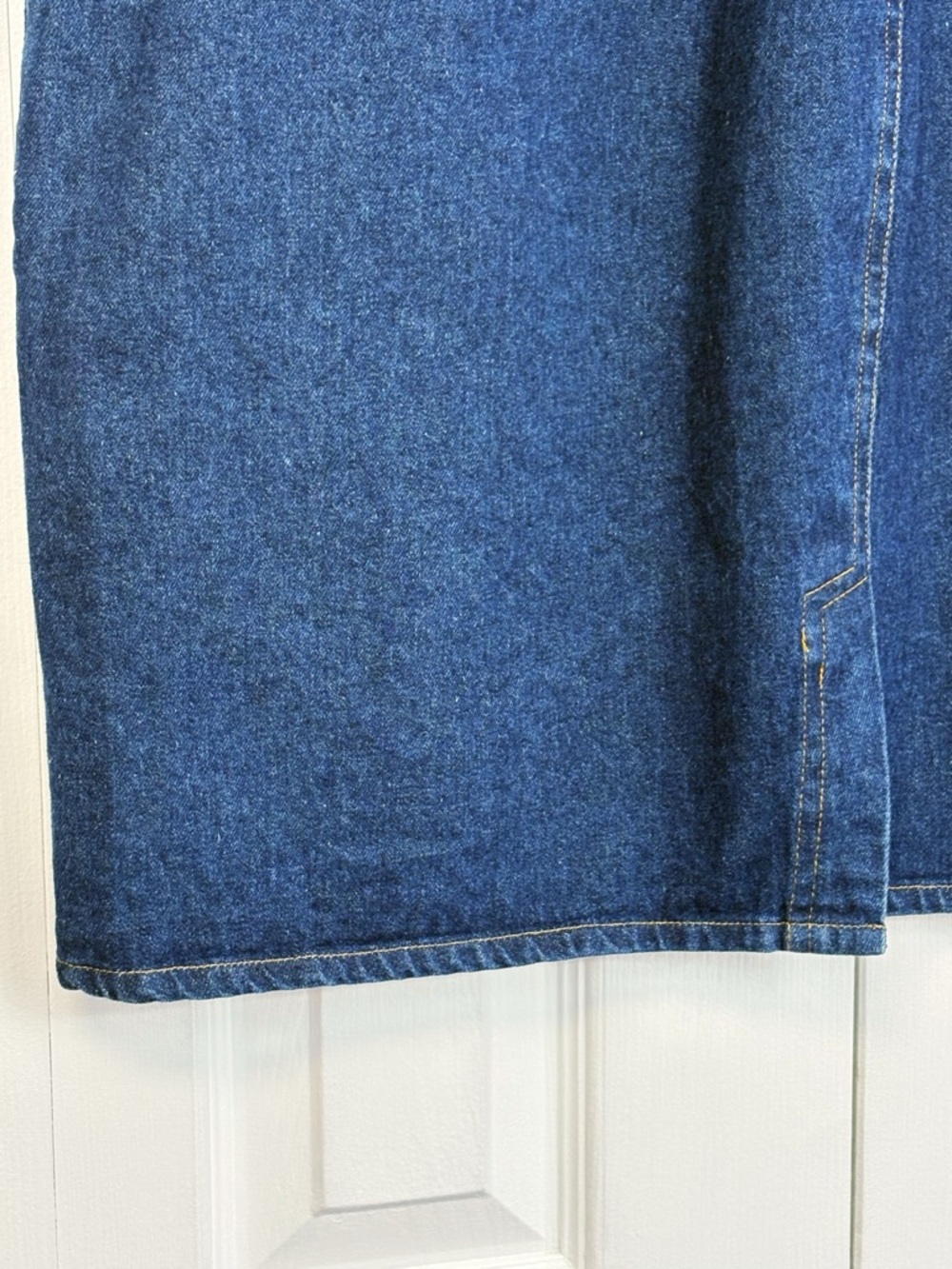 Vintage Sudden Impact Blue Denim Plaid Print Patchwork Jean Skirt 20 - Picture 14 of 16